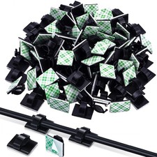 100 Pack Black Cable Management Clips Strong Adhesive Wire Organizers Househo... picture