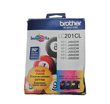 Genuine Brother LC201CL Cyan Magenta Yellow Ink Cartridges Ex 5/26 Open Box NEW picture
