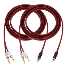 2 Pcs Gold Plated RCA Audio Cable, 1 RCA to 2 4mm Banana Plug, 16.4ft picture
