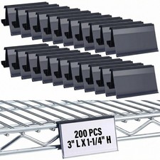 200 Pcs Black Wire Shelf Label Holders for Metro Shelves 3