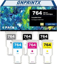 6 Pack 764 Smart-Auto Ink Cartridge for DesignJet T3500 Printer (300ml) picture