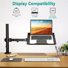Laptop Tray Mount for Notebooks Up to 17 Inch Adjustable Cooling Platform Stand picture