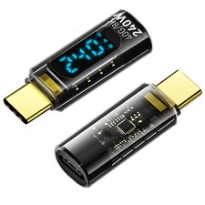 2 Pack USB C Adapter with Digital Display PD 240W USB-C Male to Female Smart LED picture