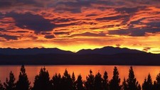 Landscape sunset nature river mountains silhouette dusk Custom Gaming Mat Desk picture