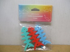 3 Fish Bone Headphone Cord Cable Organizer Winder Green Red Blue 3