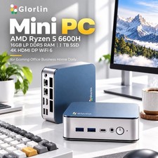 Glorlin GT103 Mini PC Ryzen 5 6600H 16GB LPDDR5 1TB NVMe SSD WiFi6 BT5.3 4K HDMI picture
