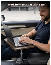 versolina Solid Wood Car Desk for Laptop, Height-Adjustable, 360° Rotating picture