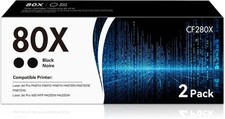 Compatible w/ HP 80X CF280X Toner Cartridge Black High Yield 6900 Pages 2-Pack picture