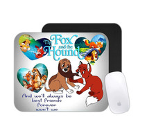 Fox & Hound Cute Animal Duo Mouse Pad | Forest Friends Gift Cartoon Desk Mat picture