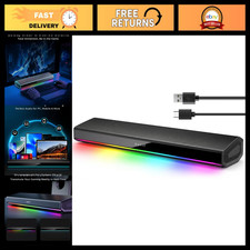 Bluetooth 5.3 Computer Speakers, HiFi Stereo Soundbar with LED Light, Portable G picture
