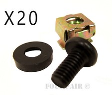 20 Pack Lot - M6 Rack Mount Cage Nuts, Screws, & Washers - Square Clips Server picture
