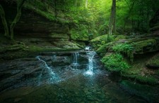 Landscape photography nature fairy tale forest waterfall Custom Gaming Mat Desk picture