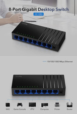 Cudy 8- Port Gigabit 10/100/1000 Mbps Desktop Metal Switch Model# GS108D picture