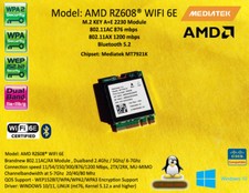 AMD Mediatek RZ608 M.2 NGFF WiFi Module MediaTek MT7921 WiFi 6 1800 Mbps AX1800 picture
