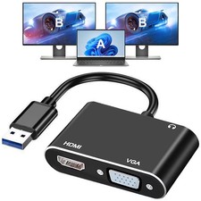 USB 3.0 to HDMI VGA Adapter, USB to VGA HDMI Adapter for 2 Monitors, 1920 * 1... picture