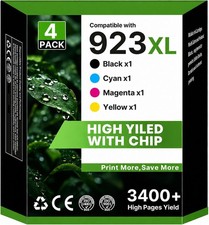 923XL Ink Cartridges 4PK High Yield Black Color Compatible HP OfficeJet Pro picture