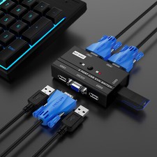 MT-VIKI 2 Port VGA KVM Switch Box USB2.0 Monitors Switcher For Mouse Monitor PC picture