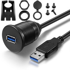USB 3.0 AUX Flush Mount Car Mount Extension Cable, 3 Feet picture