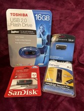 Lot Of 4  Flash Drives Toshiba HP 16GB LEXAR 4GB SanDisk 32GB ALL NEW picture
