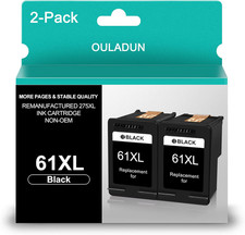 2pk #61 XL Black Ink Cartridges for HP ENVY 4500 4501 4502 4504 5530 5531 5535 picture
