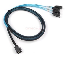 High Quality miniSAS HD SFF8643 to (4) SATA Breakout Forward Cable 1M =LSI00411 picture