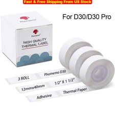 3Roll 12x40mm Label Maker Thermal Paper Self-Adhesive Label Tape For Phomemo D30 picture