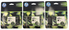 LOT OF 3~HP 65XL Black High Yield Ink Cartridge EXP 12/2022 picture