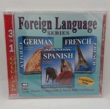 Foreign Language Series Learn German French Spanish PC CD-ROM 3-in-1 Bin B picture