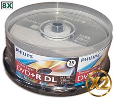50-Pak PHILIPS 8X Logo-Top 8.5GB DOUBLE LAYER DL DVD+R's (2 x 25-Pak) picture