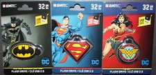 Emtec: Batman, Superman & Wonder Woman 3-32GB FLASH DRIVE KEYCHAINS NEW DC Comic picture
