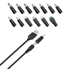 5 feet USB to DC 5V Power Cord, Universal DC 5.5x2.1mm Cable with 13 Connectors picture