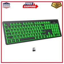 KOPJIPPOM Large Print Backlit Wireless Keyboard 2.4G Rechargeable Full Size PC picture
