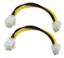 (2-Pack) 4-Pin Molex M/F SATA Cable ATX 12V Power Supply 4-Pin CPU Male to Femal picture