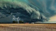 Landscape trees supercell field building storm clouds Custom Gaming Mat Desk picture
