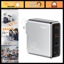 140W USB-C Laptop Charger, Slim 4-Port PD 3.1 GaN Power Adapter, Fast Charging picture