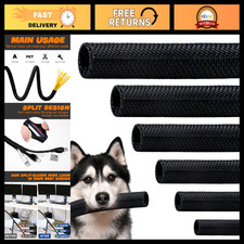 12ft Split Braided Cable Management Sleeve - High-Temperature Wire Loom & Cat Pr picture