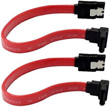 2-Pack Red 90 Degree Right-Angle 6.0 Gbps SATA III Data Cable with Locking Latch picture