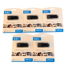 PNY Attache 4 USB 2.0 Flash Drive 64GB Lot of 5 HD New Sealed Mac Windows picture
