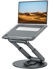 Aluminum Laptop Stand Desk Riser 10-17in Height Adjustable 360° Swivel Gray picture
