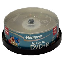 2006 Memorex LightScribe DVD+R 20 Pack 4.7 GB 16x 120 Min Recordable New Sealed picture