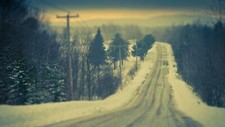 Landscape road winter forest snow trees Custom Gaming Mat Desk picture