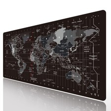 Large Keyboard Gaming Mouse Pad Black World Map Mouse Pad with Anti-Slip Rubb... picture