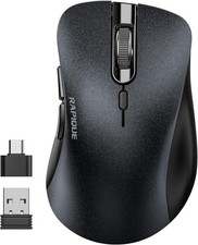 Wireless Mouse, 2.4G Silent Computer Mice with USB Receiver & Type-C Black  picture