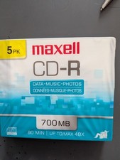 Maxell CD-R Maxdata 80 Min 700mb 5 Pack Blank CDs NEW, SEALED LOT OF 2 picture