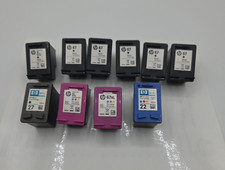 Lot of 10 Empty Virgin HP Ink Cartridges 67 67XL 27 22 Black Tri‑Color picture
