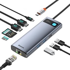 Baseus Metal Gleam Series 9-in-1 Multifunctional Type-C HUB Docking Station Gray picture