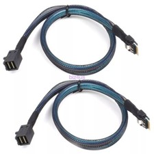 2Pcs Slim SAS SFF-8654 4i Host Straight to HD Mini SAS 4i SFF-8643 Cable 50CM picture