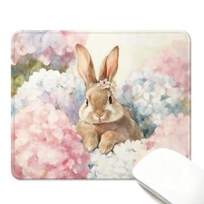 Floral Bunny Mouse Pad, Cute Rabbit Flower Mousepad for Girls Women, Non-Slip... picture