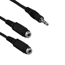 6 Inch 3.5 mm Male to 2x Female Audio AUX Y Splitter Extension Cable Stereo 6