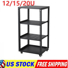Heavy Duty 12/15/20 U Open Frame Network Rack Server Rack W/ Casters IT Cabinet picture